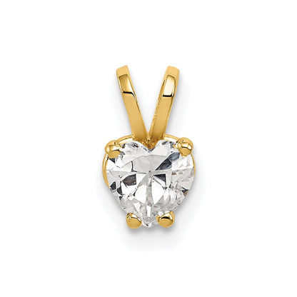 14K Yellow Gold 5mm Heart Cubic Zirconia Pendant