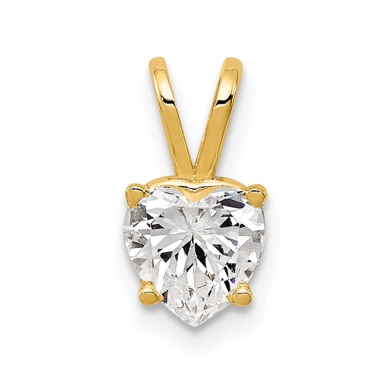 14K Yellow Gold 6mm Heart Cubic Zirconia Pendant