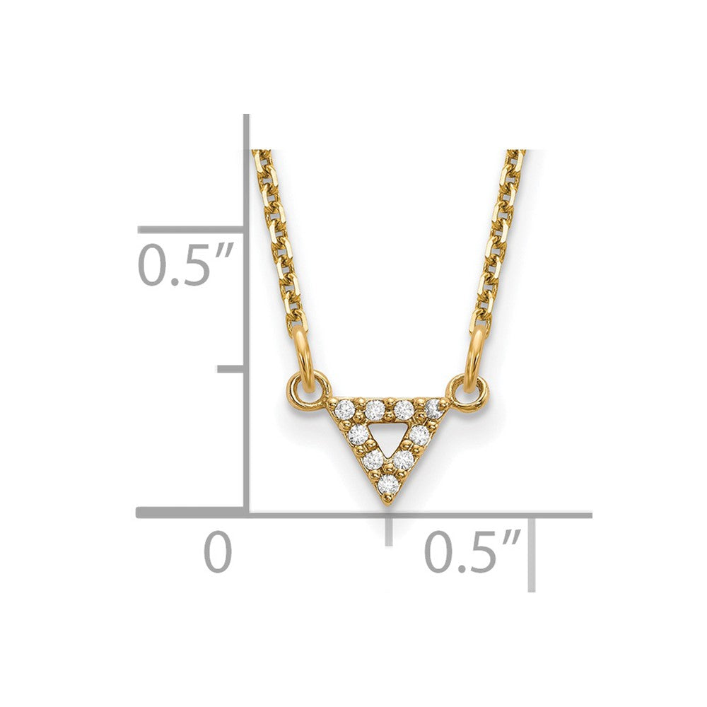 14K Yellow Gold A Quality Real Diamond 6mm Triangle Necklace