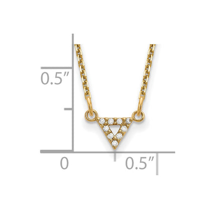 14K Yellow Gold A Quality Real Diamond 6mm Triangle Necklace
