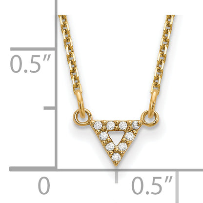 14K Yellow Gold A Quality Real Diamond 6mm Triangle Necklace