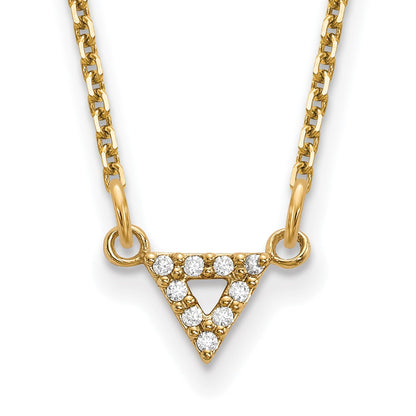 14K Yellow Gold AA Quality Real Diamond 6mm Triangle Necklace
