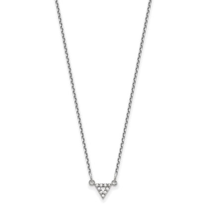14k White Gold AAA Quality Real Diamond 6mm Triangle Necklace