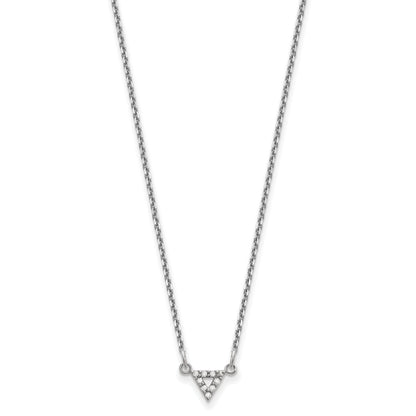 14k White Gold A Quality Real Diamond 6mm Triangle Necklace