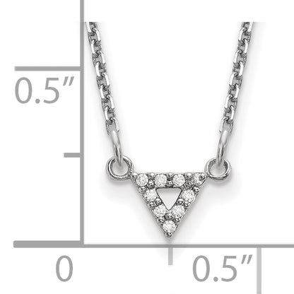 14k White Gold AA Qualiity Real Diamond 6mm Triangle Necklace