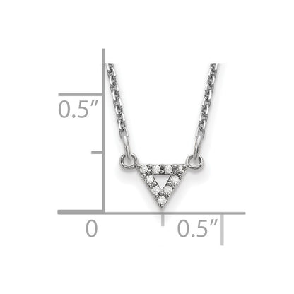 14k White Gold AAA Quality Real Diamond 6mm Triangle Necklace