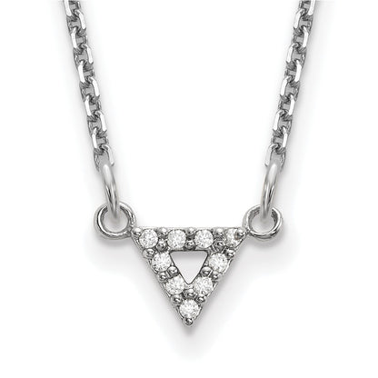14k White Gold AA Qualiity Real Diamond 6mm Triangle Necklace