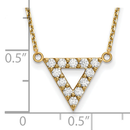 14K Yellow Gold A Quality Real Diamond 13mm Triangle Necklace