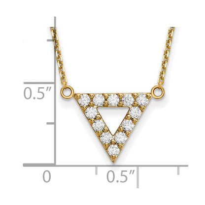 14K Yellow Gold A Quality Real Diamond 13mm Triangle Necklace