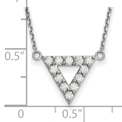 14k White Gold AAA Quality Real Diamond 13mm Triangle Necklace