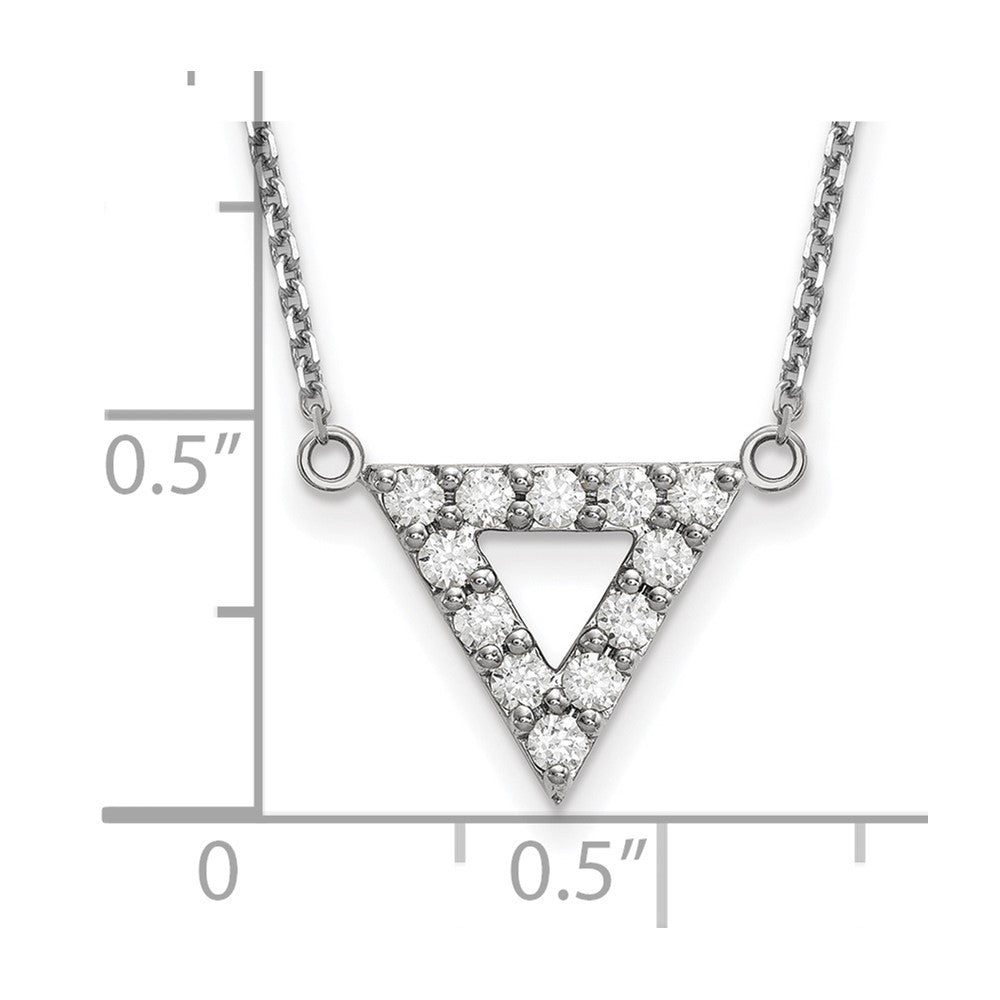 14k White Gold A Quality Real Diamond 13mm Triangle Necklace
