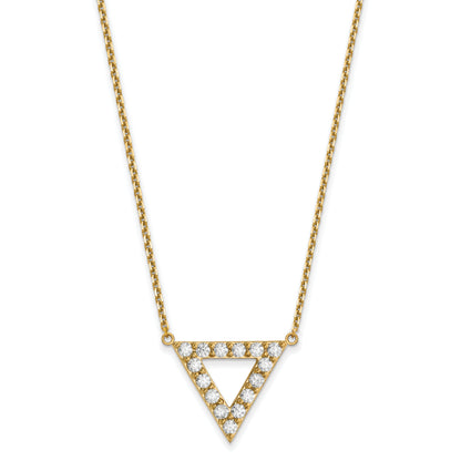 14K Yellow Gold A Quality Real Diamond 20mm Triangle Necklace