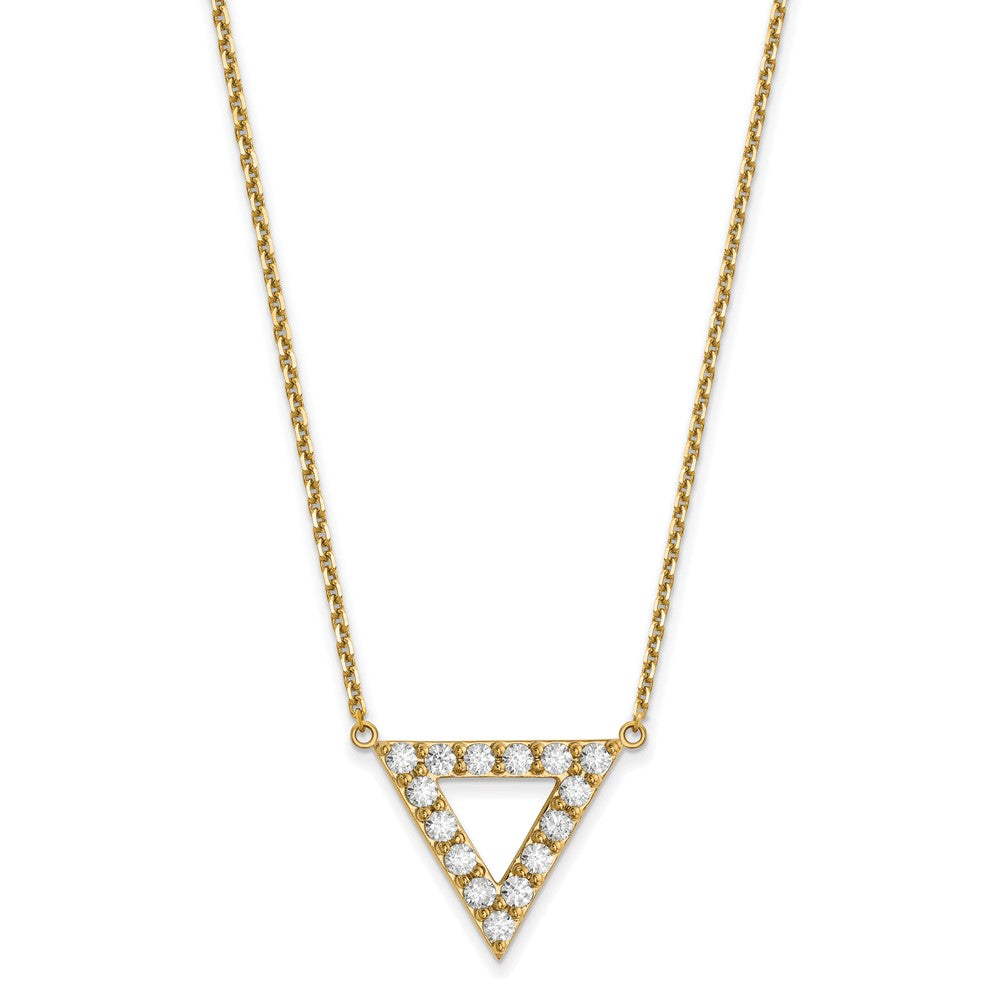 14K Yellow Gold AA Quality Real Diamond 20mm Triangle Necklace