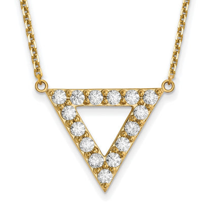 14K Yellow Gold AA Quality Real Diamond 20mm Triangle Necklace