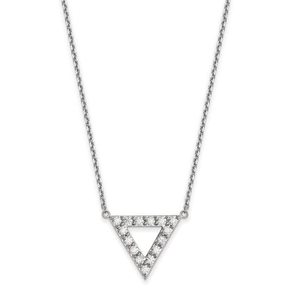 14k White Gold AA Quality Real Diamond 20mm Triangle Necklace