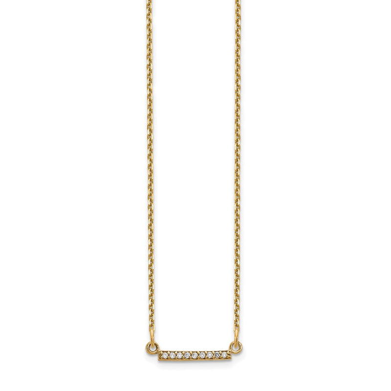 14K Yellow Gold Real Diamond Tiny Bar Necklace