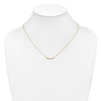 14K Yellow Gold Real Diamond Tiny Bar Necklace