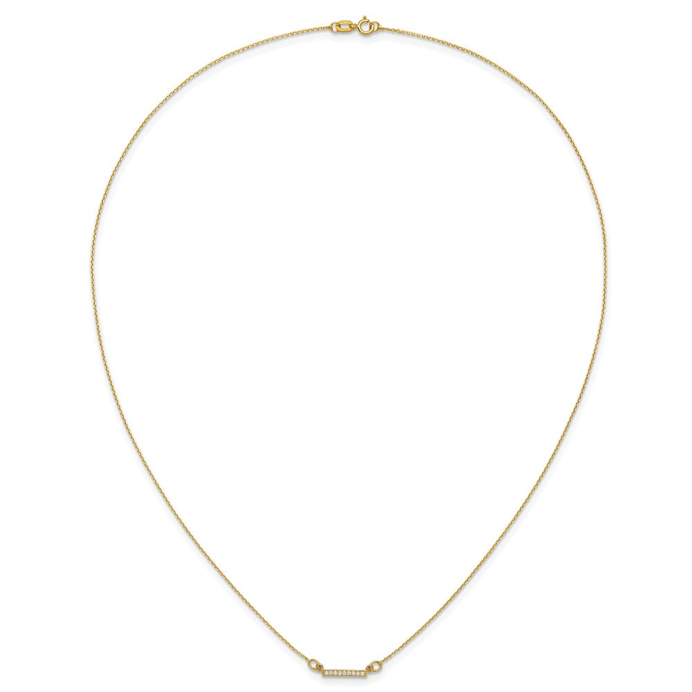 14K Yellow Gold Real Diamond Tiny Bar Necklace