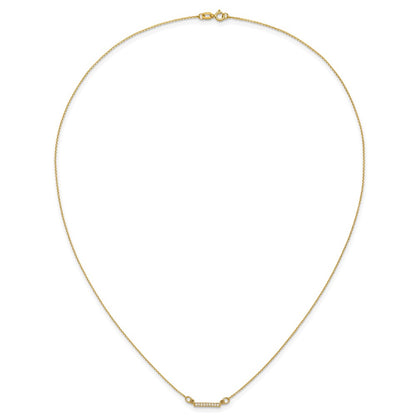14K Yellow Gold Real Diamond Tiny Bar Necklace