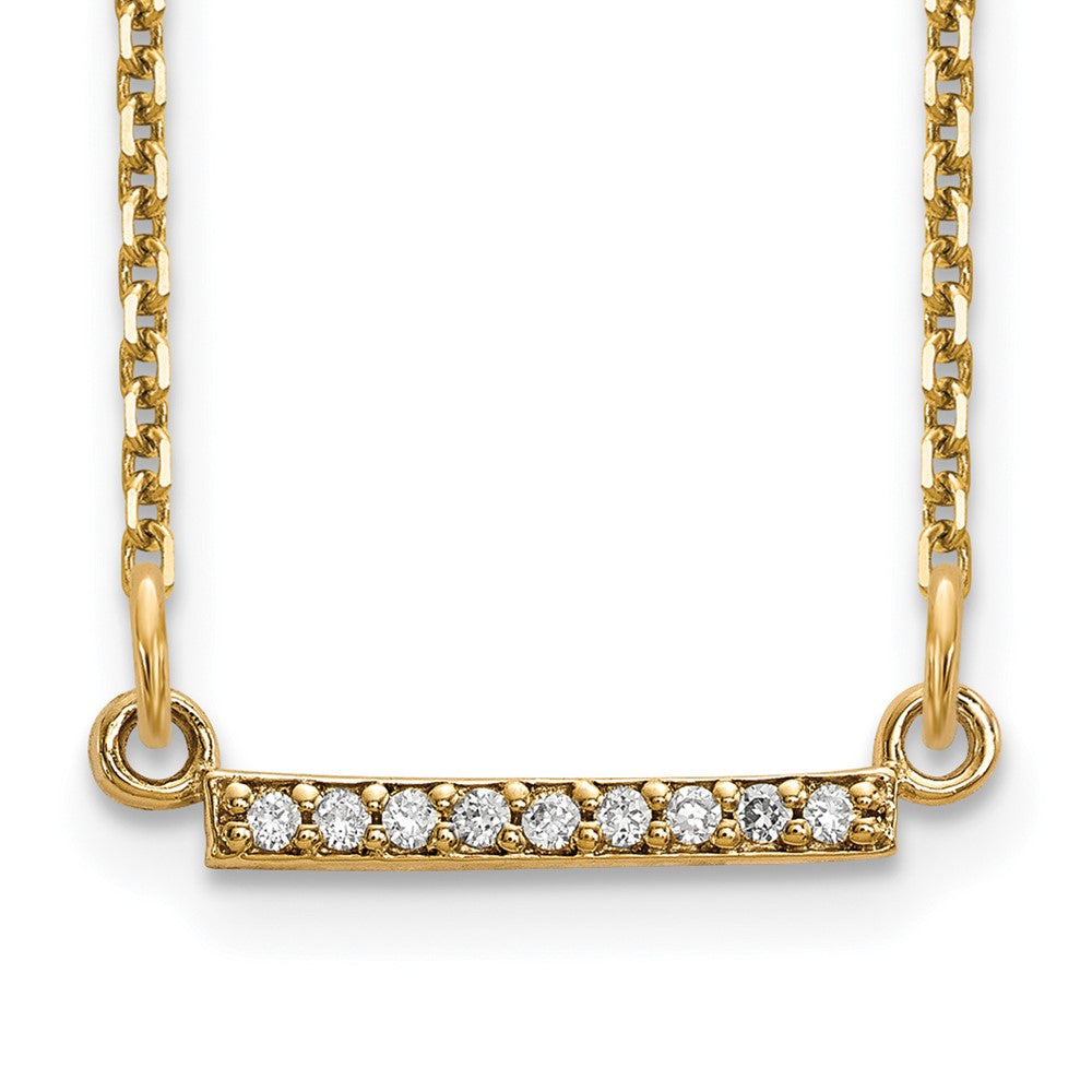 14K Yellow Gold Real Diamond Tiny Bar Necklace