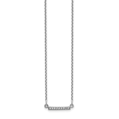 14k White Gold Real Diamond Tiny Bar Necklace