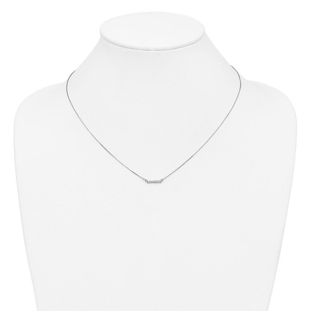 14k White Gold Real Diamond Tiny Bar Necklace