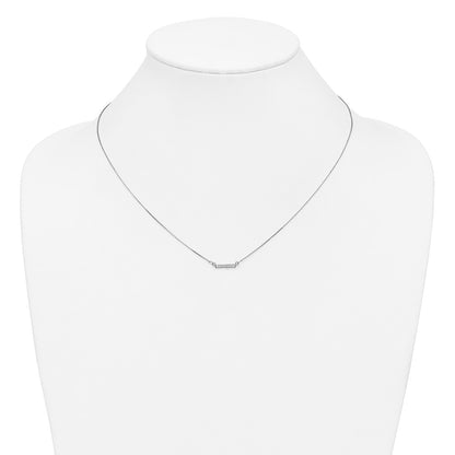 14k White Gold Real Diamond Tiny Bar Necklace