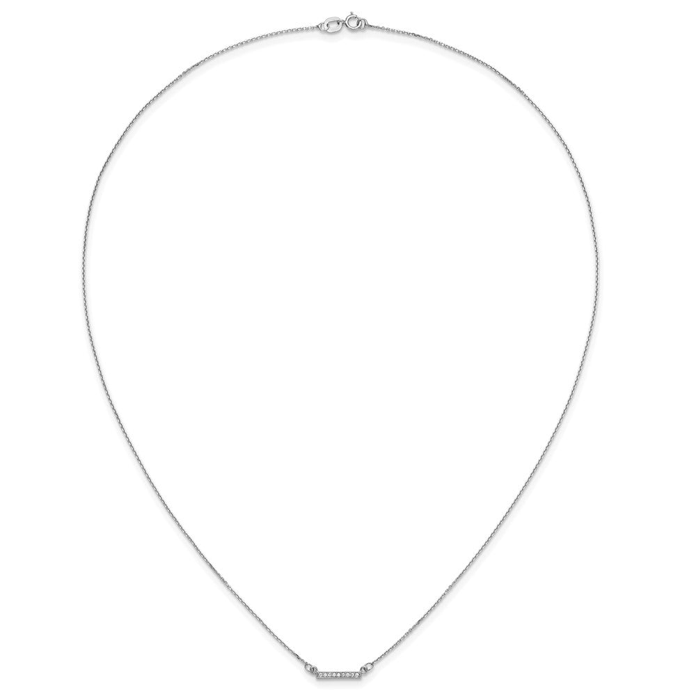 14k White Gold Real Diamond Tiny Bar Necklace