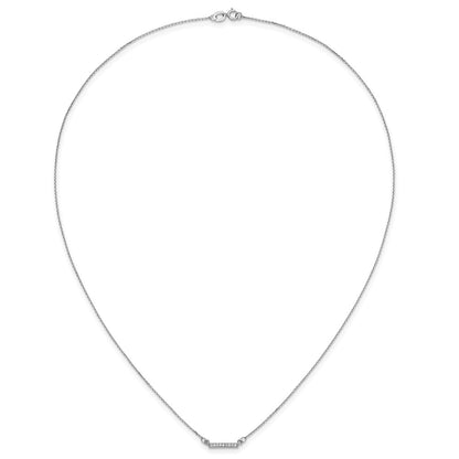 14k White Gold Real Diamond Tiny Bar Necklace