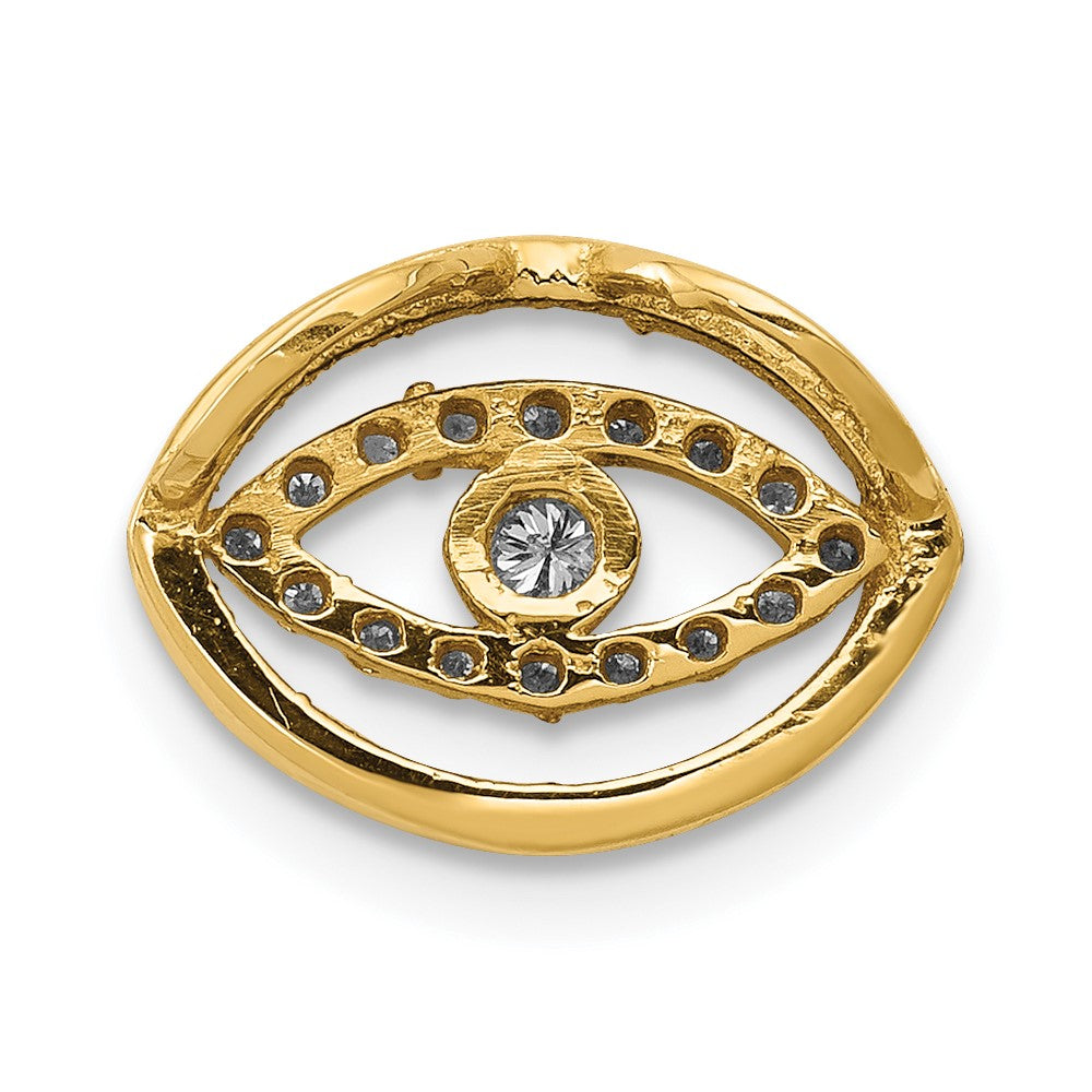 14ky 1/10ct. Diamond Halo Evil Eye Chain Slide