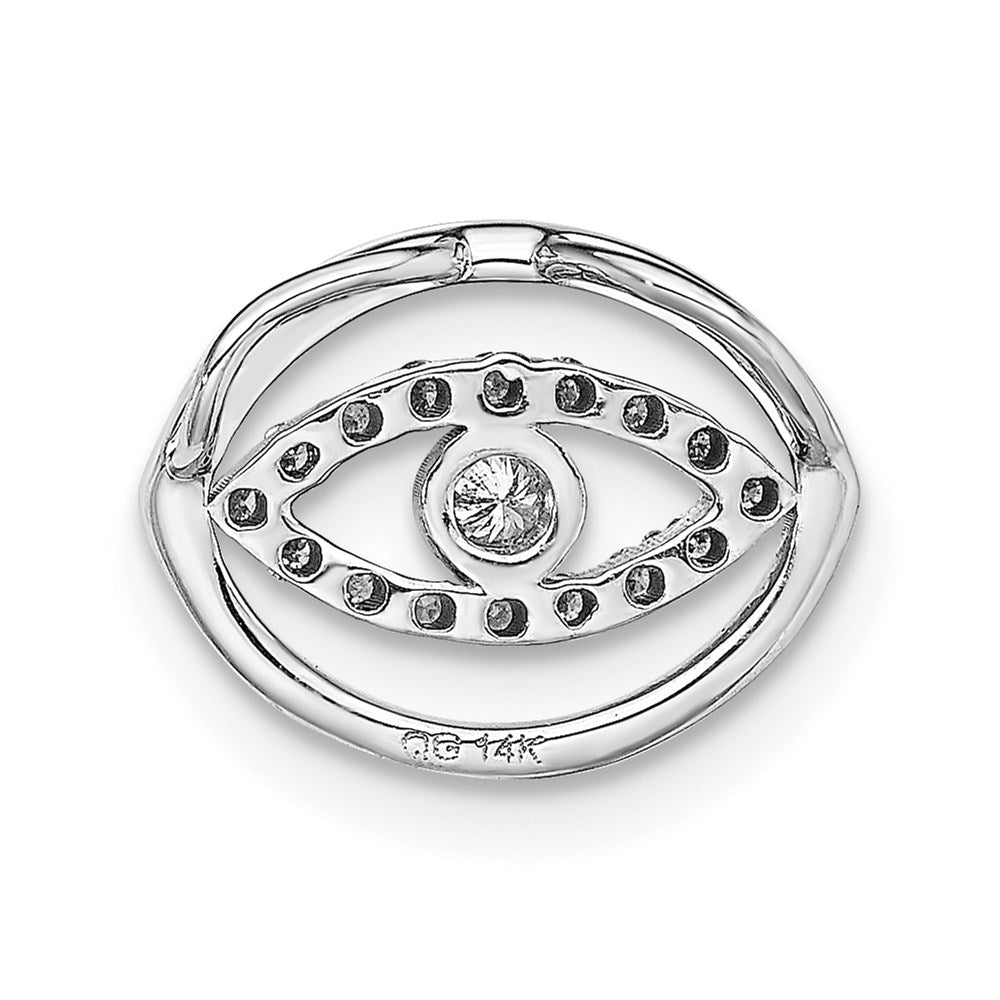 14k White Gold 1/10ct. Diamond Halo Evil Eye Chain Slide