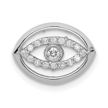 14k White Gold 1/10ct. Diamond Halo Evil Eye Chain Slide