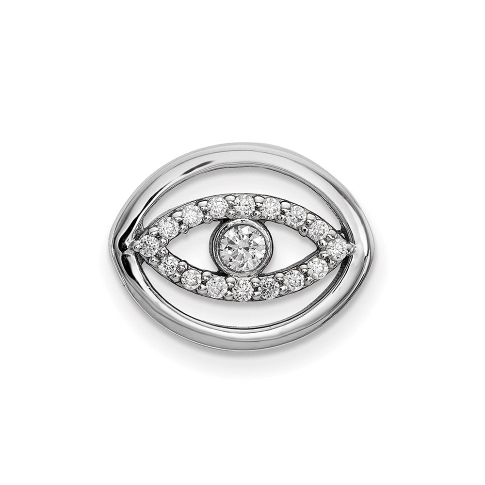14k White Gold Medium Real Diamond Halo Evil Eye Pendant