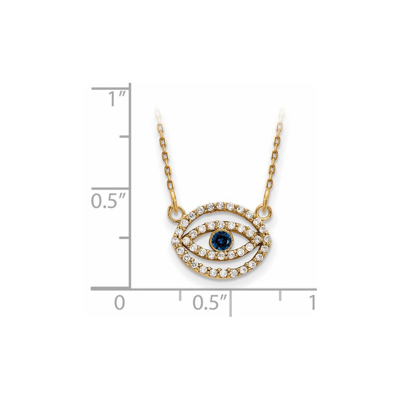 14ky Small Necklace Diamond and Sapphire Gold Halo Evil Eye