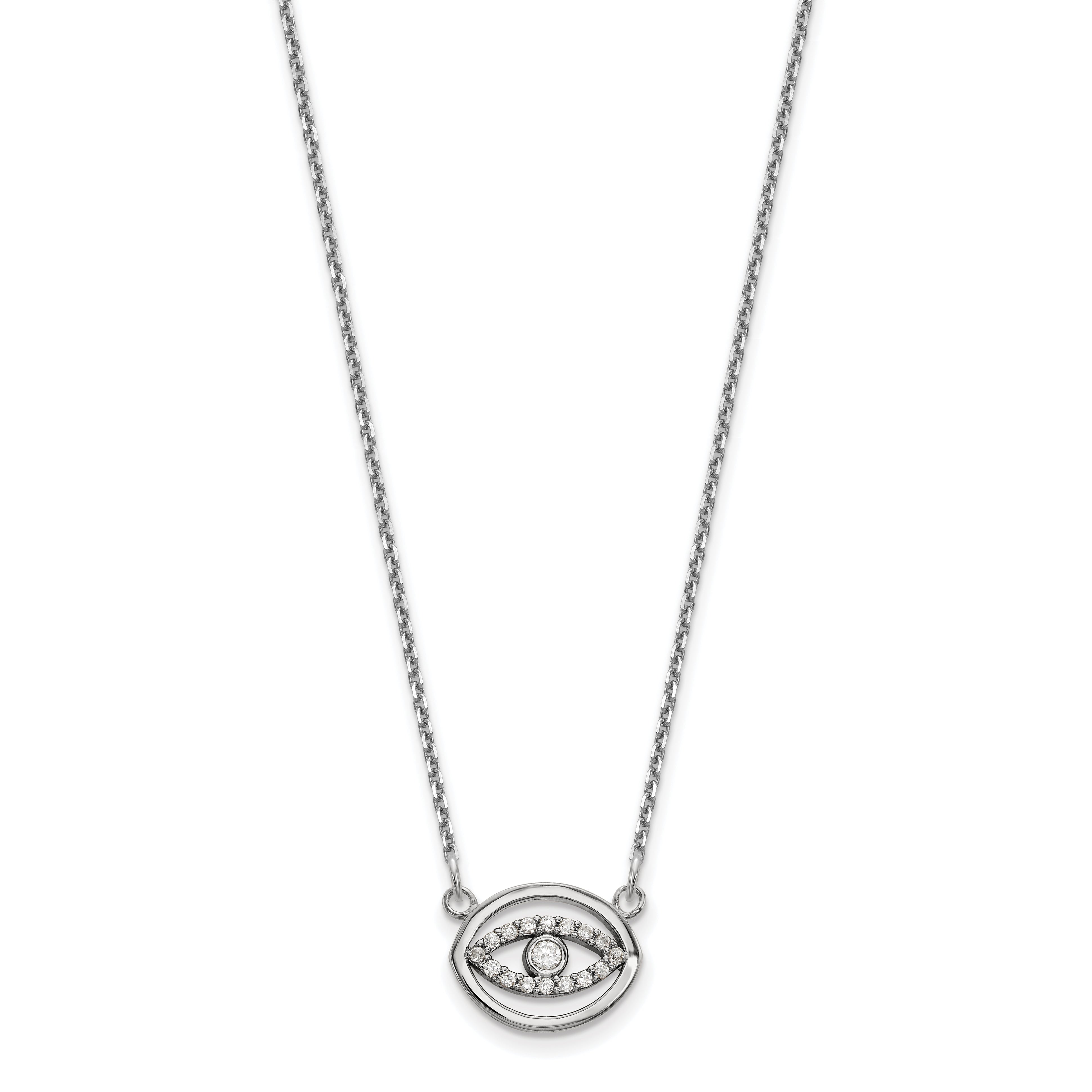 14k White Gold Small Necklace Real Diamond Gold Halo Evil Eye