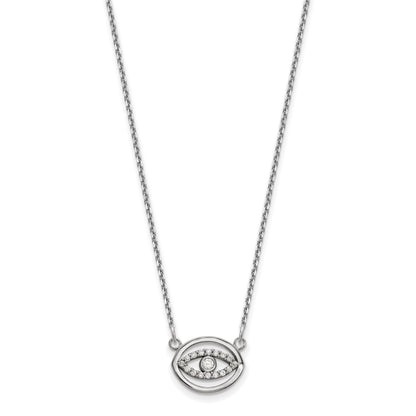 14k White Gold Small Necklace Real Diamond Gold Halo Evil Eye