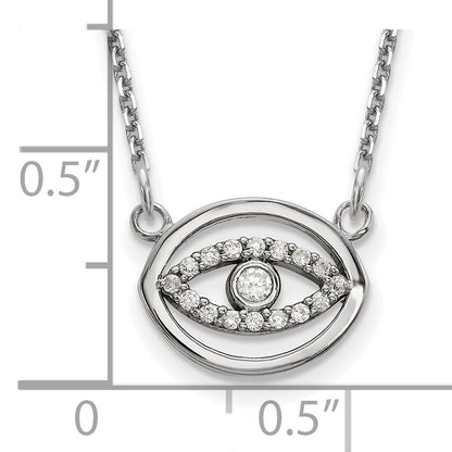 14k White Gold Small Necklace Real Diamond Gold Halo Evil Eye