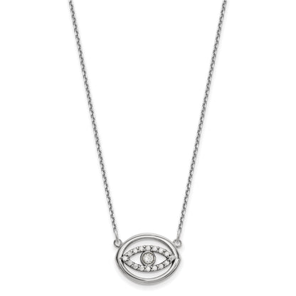 14k White Gold Medium Necklace Real Diamond Gold Halo Evil Eye