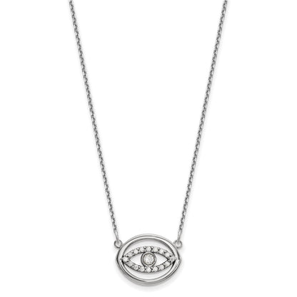 14k White Gold Medium Real Diamond Gold Halo Evil Eye Necklace