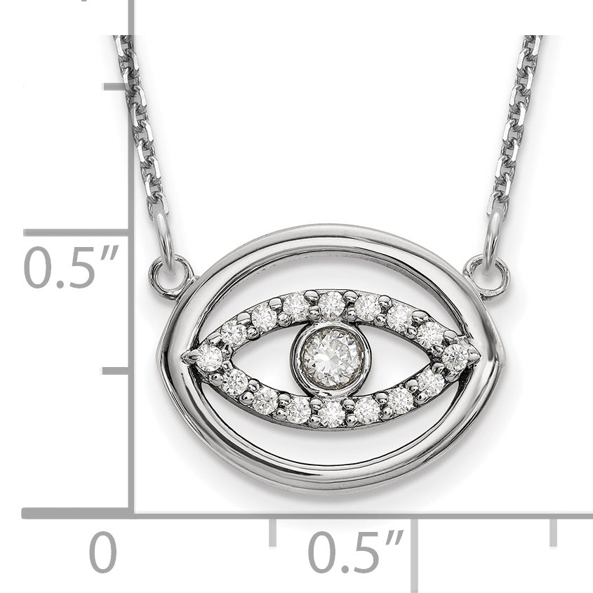 14k White Gold Medium Necklace Real Diamond Gold Halo Evil Eye