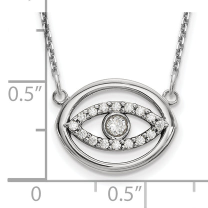 14k White Gold Medium Necklace Real Diamond Gold Halo Evil Eye