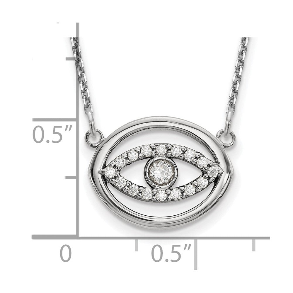 14k White Gold Medium Real Diamond Gold Halo Evil Eye Necklace