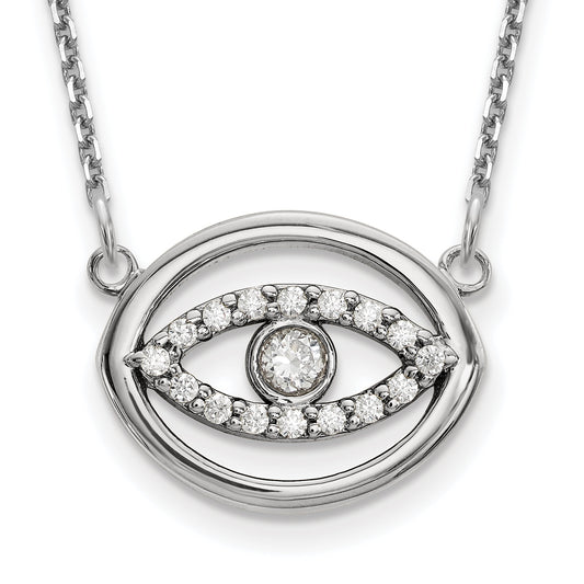 14k White Gold Medium Necklace Real Diamond Gold Halo Evil Eye