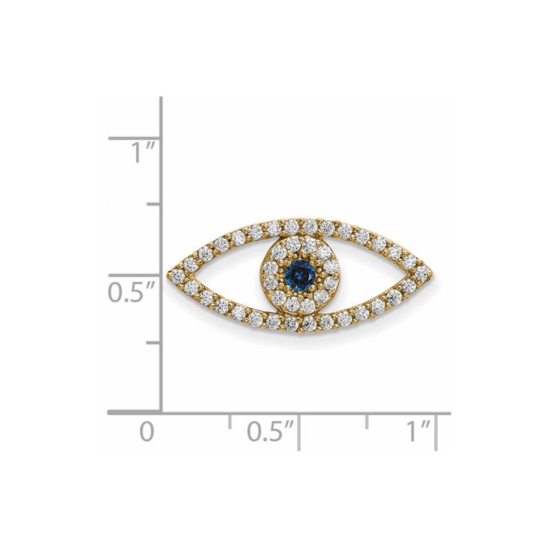 14ky Medium Diamond and Sapphire Evil Eye Pendant
