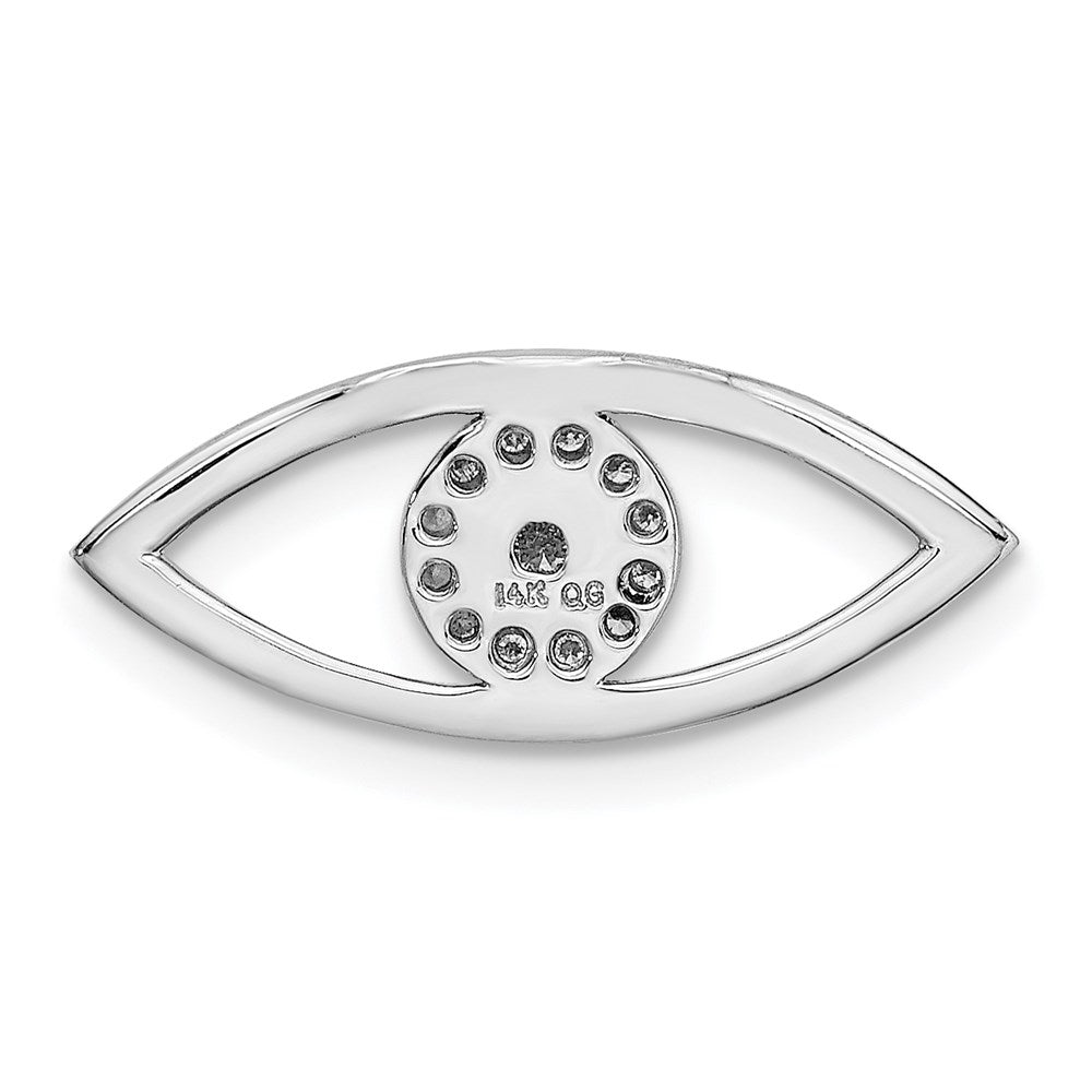14k White Gold 1/8ct. Diamond Evil Eye Chain Slide