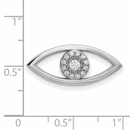 14k White Gold Medium Real Diamond Evil Eye Pendant
