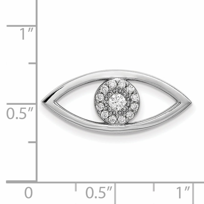 14k White Gold Medium Real Diamond Evil Eye Pendant