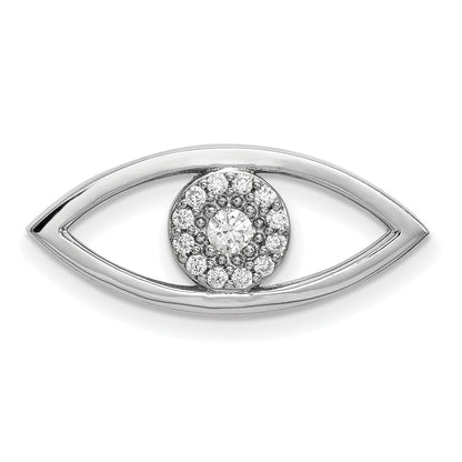 14k White Gold Medium Real Diamond Evil Eye Pendant