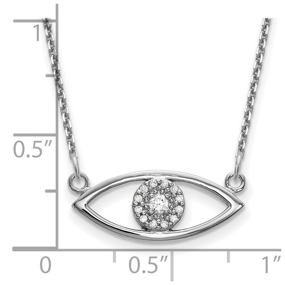 14k White Gold Small Necklace Real Diamond Evil Eye
