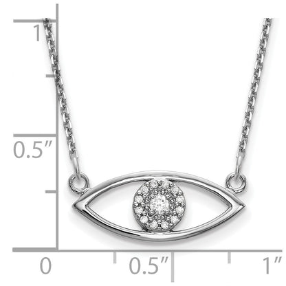 14k White Gold Small Necklace Real Diamond Evil Eye